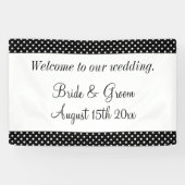 Welkom op onze zwart-witte polka dot bruiloft spandoek (Horizontaal)