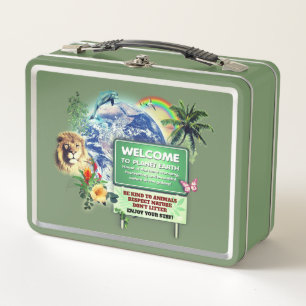 Welkom op Planeet Aarde Metalen Lunchbox