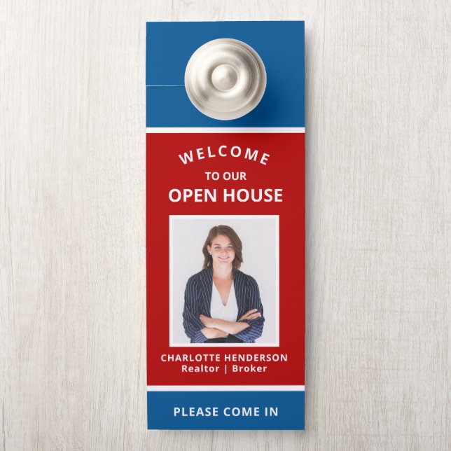 Welkom Open House Real Estate Agent Foto (Op knop)