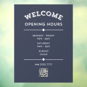 Welkom Openingstijden met QR Code Wit op Grijs Raamsticker (Vel 3)