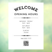 Welkom Openingstijden met QR Code Zwart op Wit Raamsticker (Vel 3)