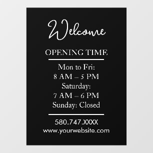 Welkom Openingsuren Website Logo deur bord Raamsticker
