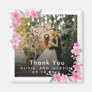 Welkom Party Roze Bloemen Gouden Lijst bruiloft Magneet