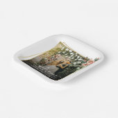 Welkom Party Roze Bloemen Gouden Lijst bruiloft Papieren Bordje (Gebogen)