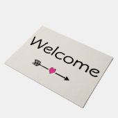 Welkom Pijl roze hartingang Deurmat (Schuin)