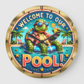 Welkom Pool Turtle Party Grote Klok (Voorkant)