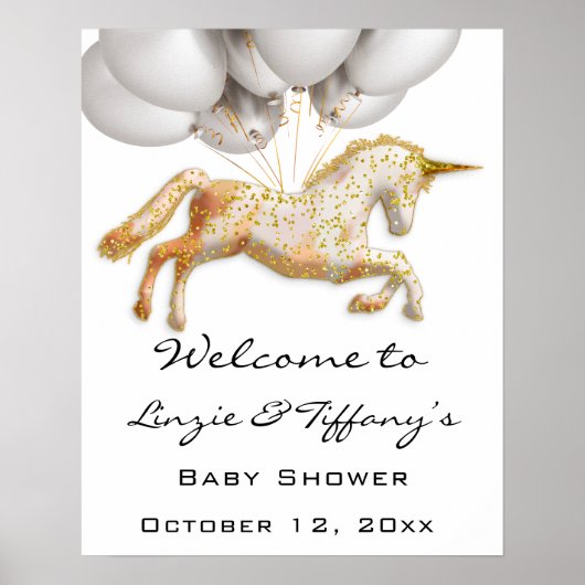 Welkom Poster Baby shower Roos Gold (Voorkant)
