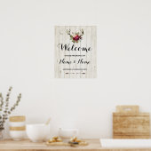 Welkom Poster Geweiaanschild Bruiloft Bloemposter (Keuken)