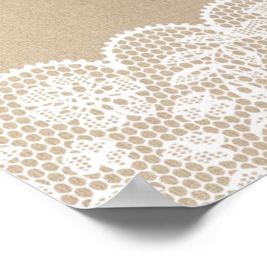 Welkom Poster Weddenschap Lace Burlap Poster (Hoek)