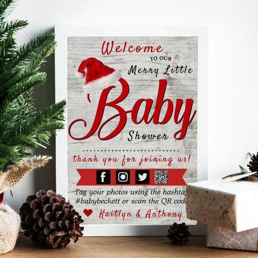 Welkom, prettig kerstfeest Baby shower Poster