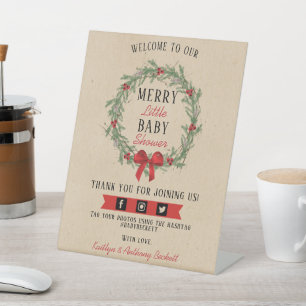 Welkom, prettig kerstfeest Baby shower Reclamebord Met Voetstuk