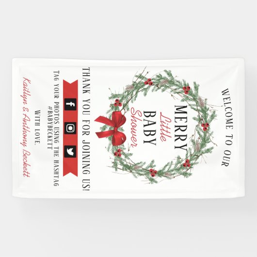 Welkom, prettig kerstfeest Baby shower Spandoek (Horizontaal)