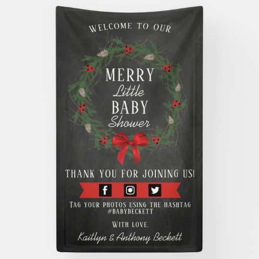 Welkom, prettig kerstfeest Baby shower Spandoek (Verticaal)