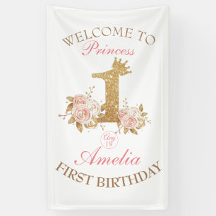 Welkom Prinses 1e Verjaardagsfeestje Spandoek