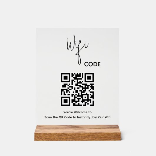 Welkom QR Code Scan om WiFi te verbinden Acryl Bord (Voorkant)