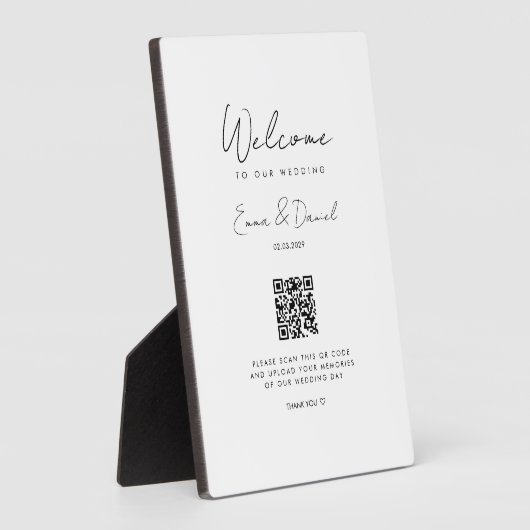 Welkom QR Code Wedding Gallery Fotoplaat (Zijkant)