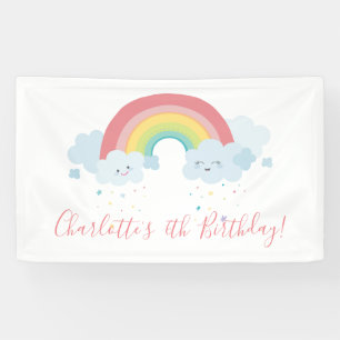 WELKOM RAINBOW CLOUDS kawaii party pastelkleuren Spandoek