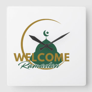 Welkom Ramadan Wandklok – Islamitische Moskee Halv Vierkante Klok