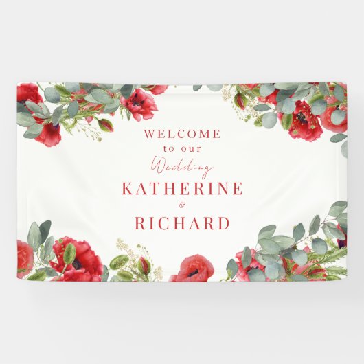 Welkom Red Floral Wedding Spandoek (Horizontaal)