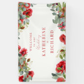 Welkom Red Floral Wedding Spandoek (Verticaal)