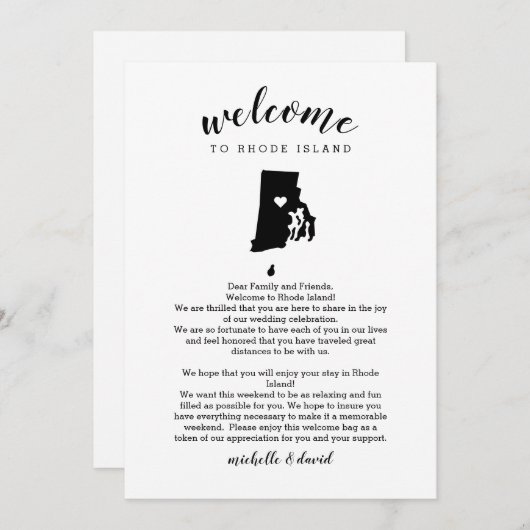 Welkom Rhode Island Weddenschap & reisroute (Voorkant / Achterkant)