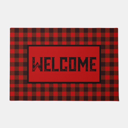 Welkom, rode en zwarte deur deurmat (Voorkant)