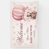 Welkom Roze Knuffel Beer Heet Luchtballon Feest Spandoek (Verticaal)