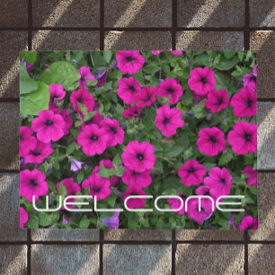 Welkom, roze Petunias Floral Deurmat