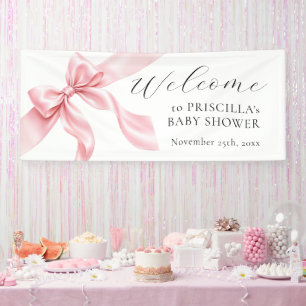 WELKOM Roze Strik Lint Meisje BABY SHOWER Spandoek