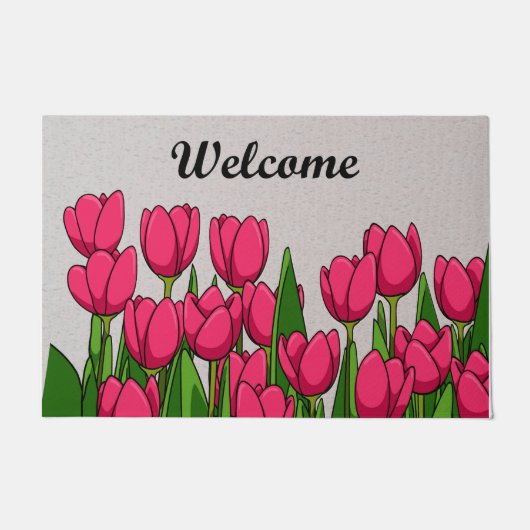 Welkom roze Tulp Garden Mat, Tulp Flower Deurmat (Voorkant)