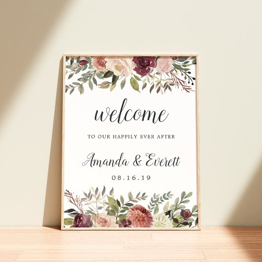 Welkom Rustic Bloom Wedding Poster
