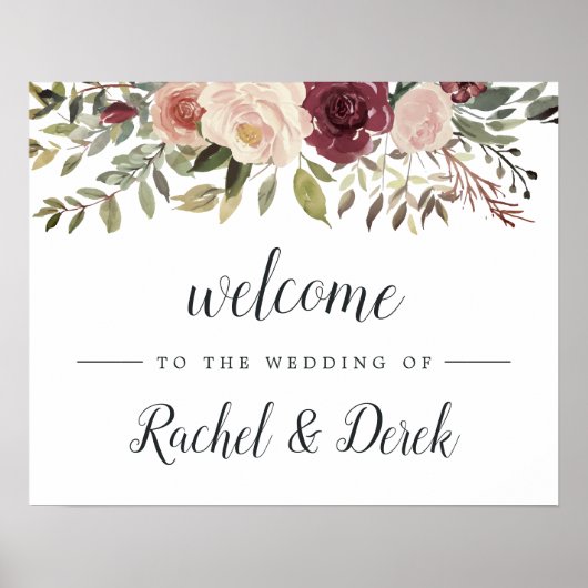 Welkom Rustic Bloom Wedding Poster (Voorkant)