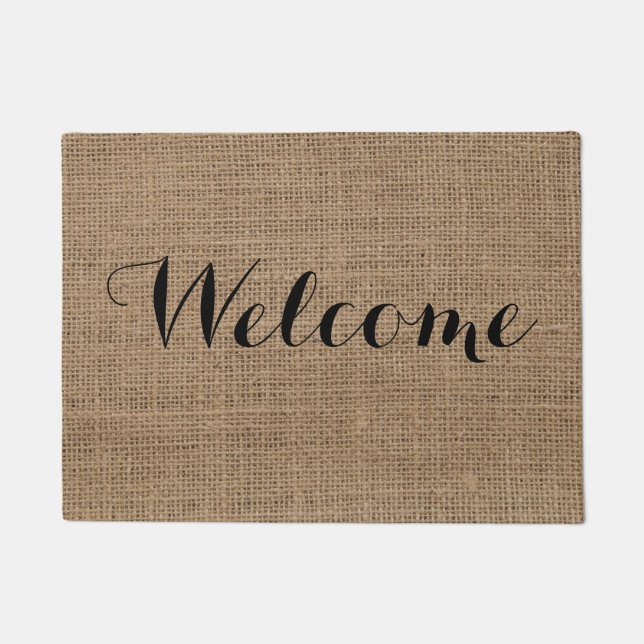 Welkom Rustic Burlap Design Farmhouse Deurmat (Voorkant)