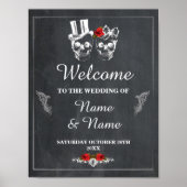 Welkom Rustic Skull Halloween Sign Weddenschap Poster (Voorkant)