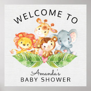 Welkom Safari Oerwoud Baby shower Sign Poster