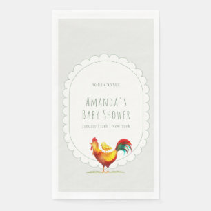 Welkom Sage Cottagecore Haan Kuiken Baby Shower Servet