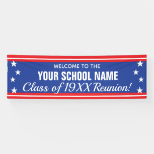 Welkom school reunion Stars en Stripes Spandoek
