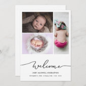 Welkom Script Baby Foto Geboorteaankondiging Aankondiging (Voorkant / Achterkant)