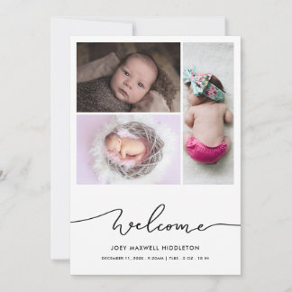 Welkom Script Baby Foto Geboorteaankondiging Aankondiging