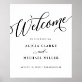 Welkom Script Flourish Minimalist Wedding Poster (Voorkant)