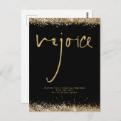 Welkom Script Gold Glitter Black, kerstnaam Briefkaart (Voorkant / Achterkant)