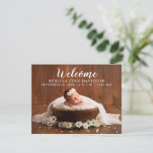 Welkom Script Meisje Foto Geboorteaankondiging Aankondiging (Staand voorkant)