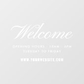 Welkom Script Openingstijden Raamsticker (Vel)