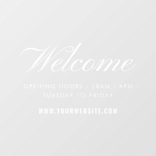 Welkom Script Openingstijden Raamsticker (Vel)