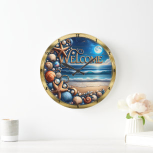 Welkom Seashell Starfish Moonlight Beach Grote Klok