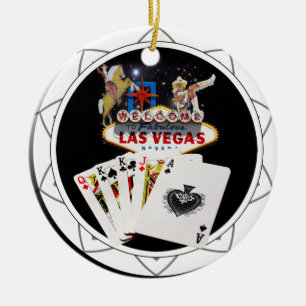 Welkom Sign Black Poker Chip Keramisch Ornament