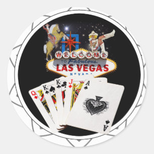 Welkom Sign Black Poker Chip Ronde Sticker