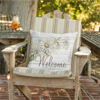 Welkom Sign Daisy Flowers Buitenkussen