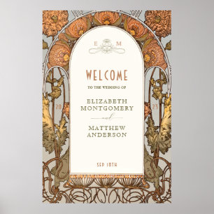 Welkom Sign Wedding Art Nouveau door Mucha Poster