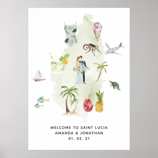 Welkom Sint Lucia Destination Wedding Poster (Voorkant)